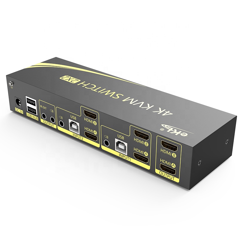 2 в 2 Выход HDMI KVM переключатель 4K 60 Гц Поддержка HDMI 2,0 HDCP 2,2 переключатель с двумя экранами
