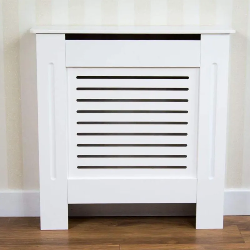 Modern Adjustable Radiator Cover Cabinet Grill Style White MDF Radiator Heater Cover