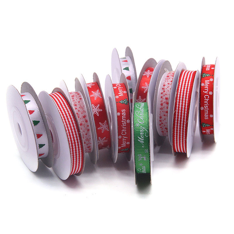 Amazon customized Christmas ribbon 5m/roll Christmas gift cardboard paper wedding gift box packaging wrapping ribbon