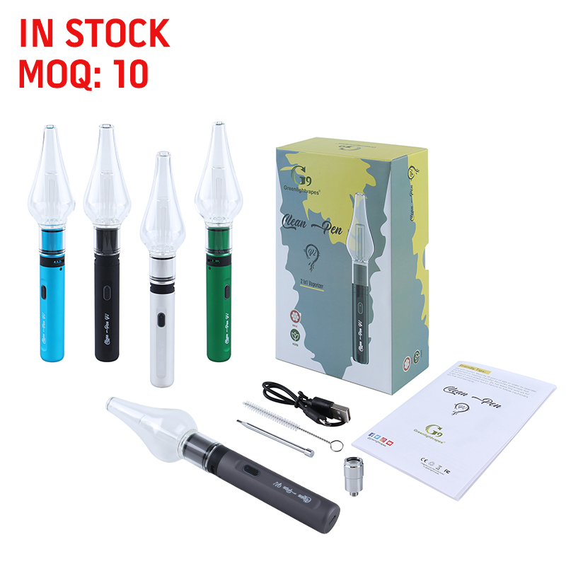 Fashion Handheld Rechargeable 1100mAh battery Glass Cigarette holder accessories oil cbd Wax dry herb vaporizer pen with spoon