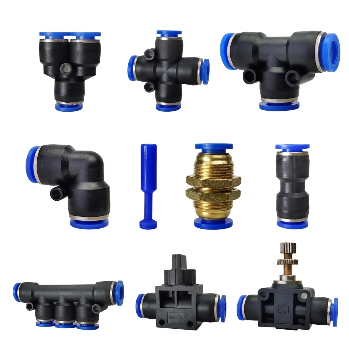 4-16mm plastic hose coupling pipe fitting equal tee air direct thrust pneumatic quick male female pipe connector fitting