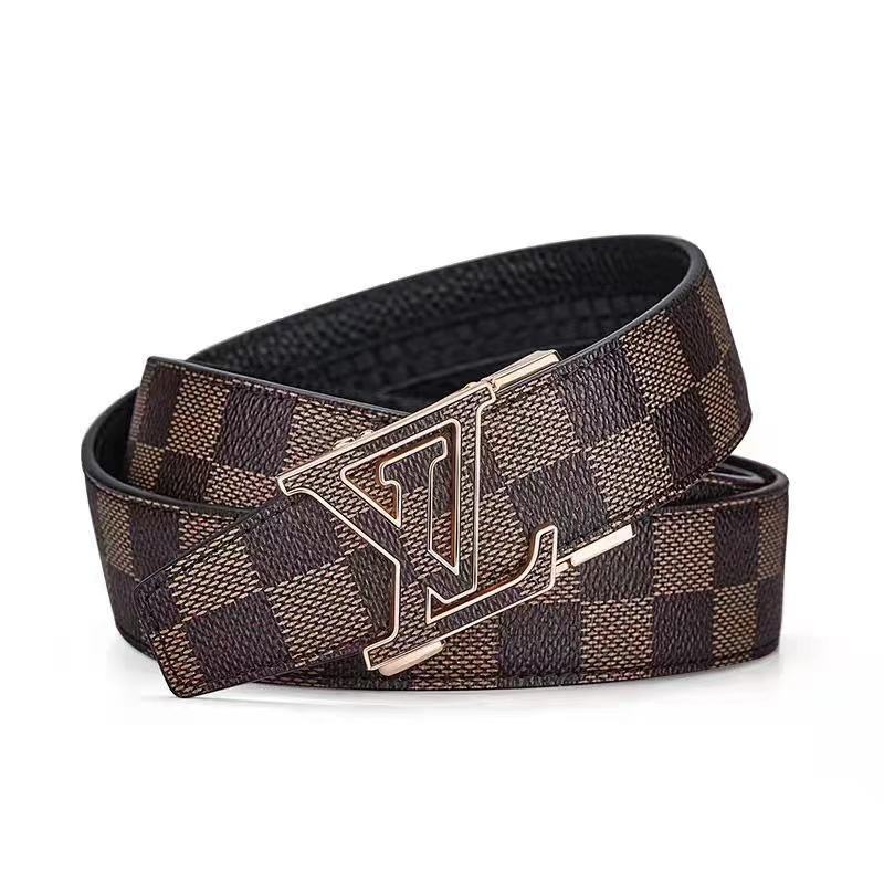 New Men's Classic Letter Buckle Leather Belt Automatic Buckle Cow Belt Fashion Trend Beautiful Business For Men