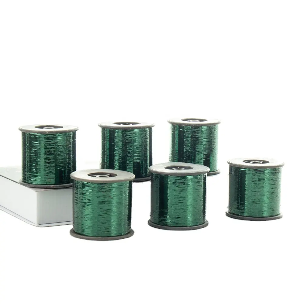 For Weaving High Quality Sparkle M Type Metallic Thread Various Specification Dark Green Metallic Yarn