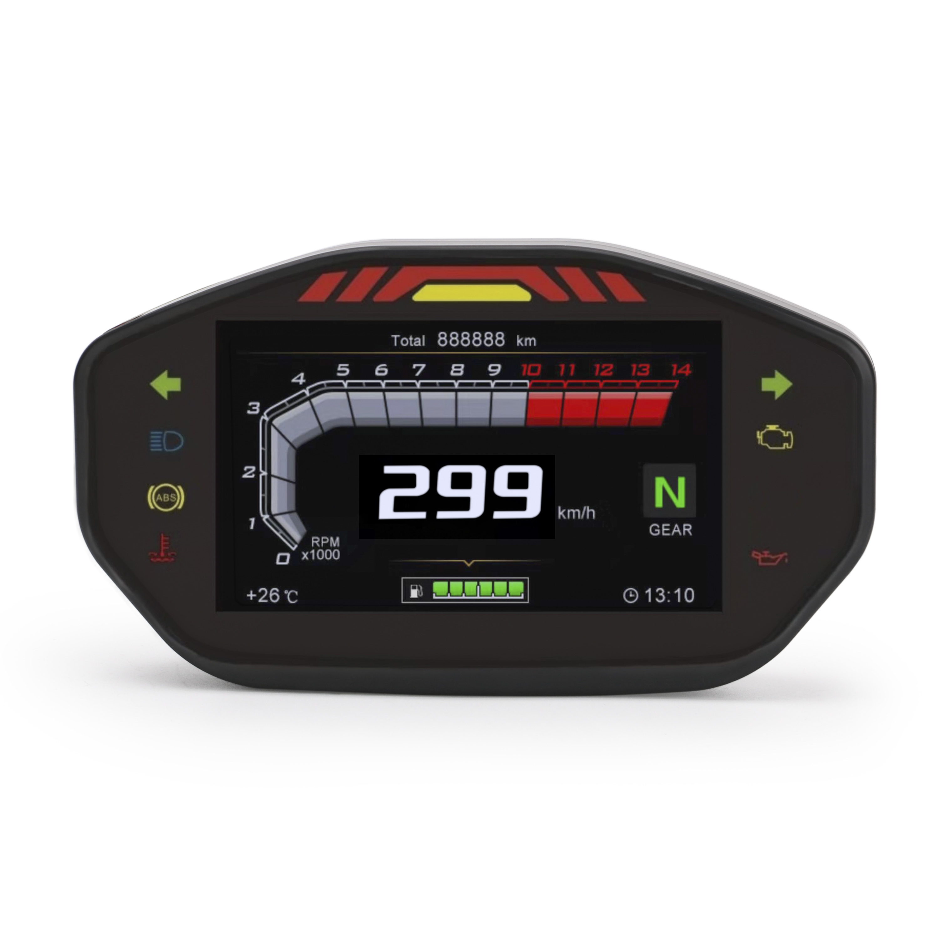 14000RPM 6 Gear Backlight Motorcycle Odometer For1, 2,4 Cylinders Meter TFT Digital Speedometer For Motorbike Racing Speed