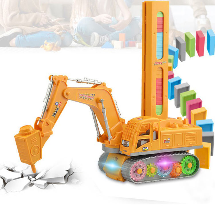 BGL 120pcs blocks engineering vehicle crawler excavator digger truck toy electric multi dominoes train puzzle game with light