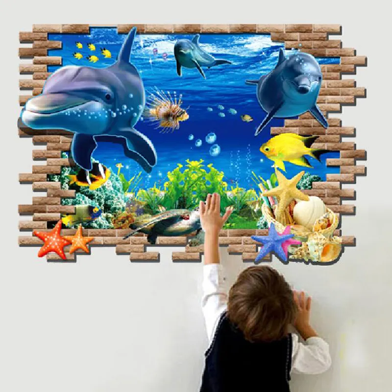 Remove large 3d dolphin window stickers for kids