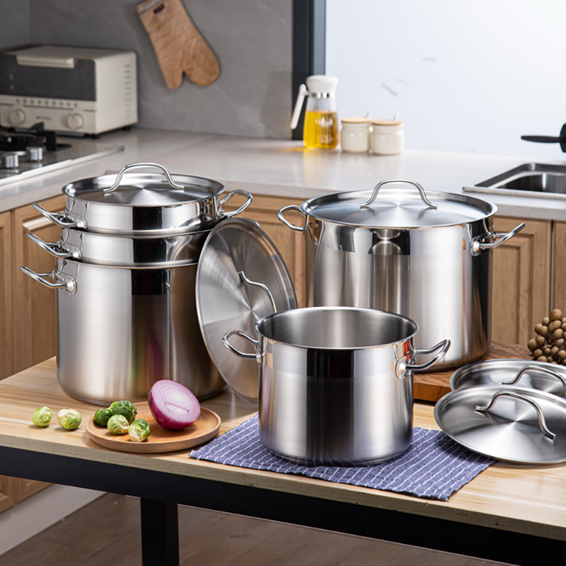 Stainless Steel Large Cooking Pot 6-16QT 20-30cm Modern Induction Soup Stock Pots