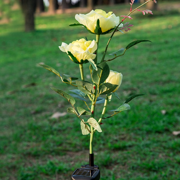 Outdoor Romantic Artificial Silk Rose Led Flower Lights