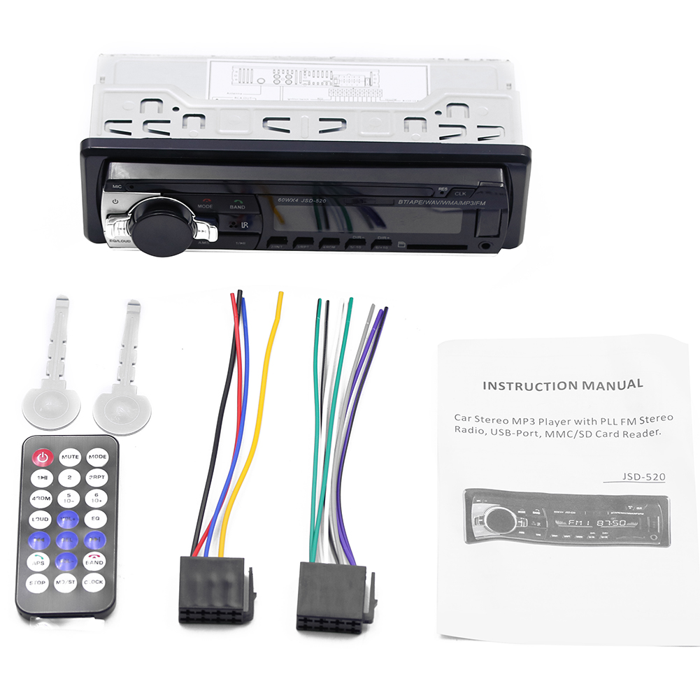 BT Авто Радио стерео радио FM приемник Aux USB SD Дистанционное управление JSD-520 12 В в-тире 1 Дин MP3 мультимедийный плеер