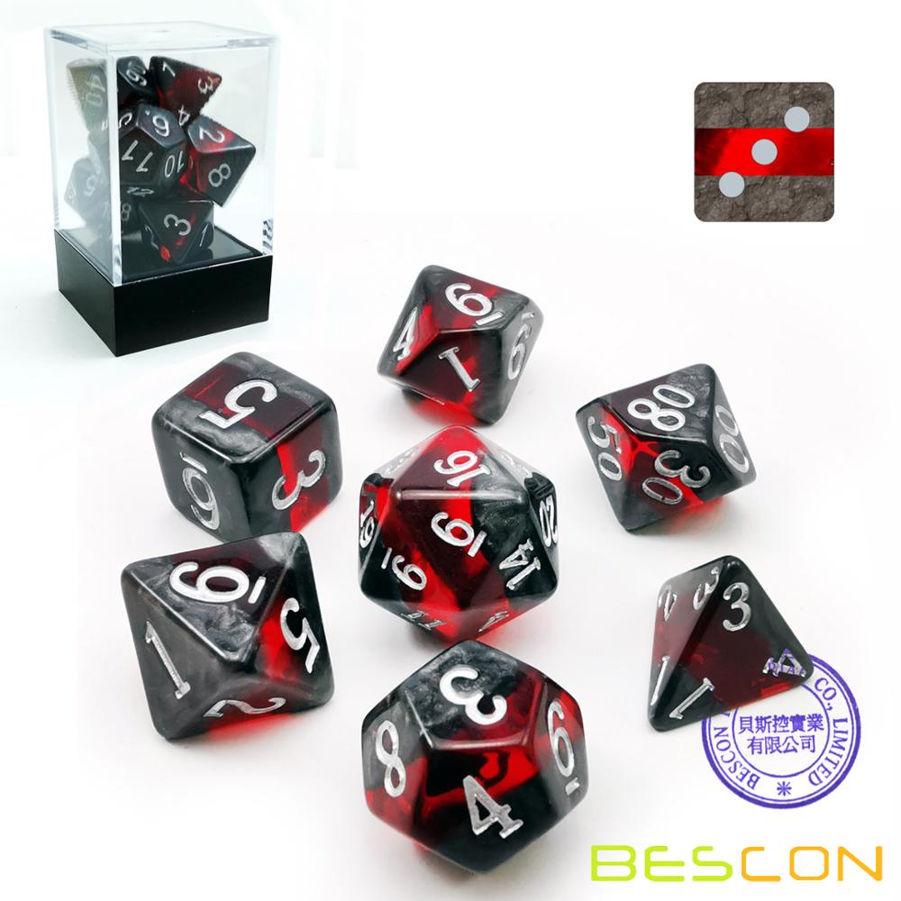 Bescon минеральные камни GEM VINES многогранные D & D кости набор из 7, RPG ролевые игры кости 7 шт. набор Руби