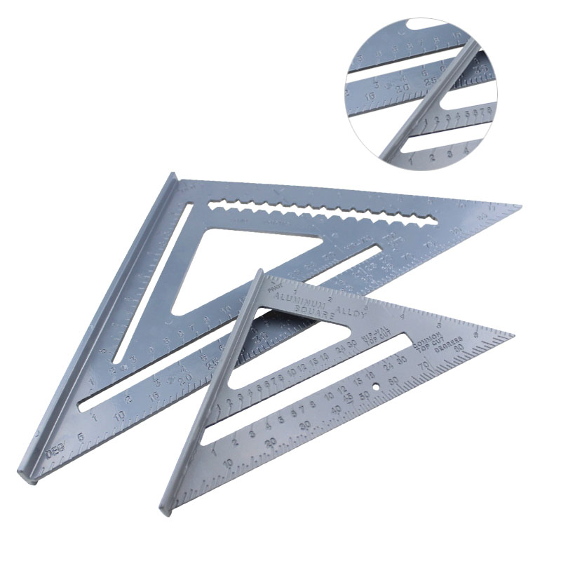 Triangle Ruler 7/12inch Aluminum Alloy Angle Protractor Speed Metric Square Measuring Ruler For Building Framing Tools Gauges