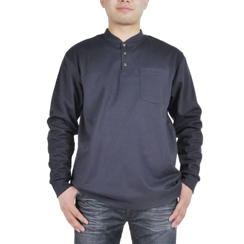 NFPA 2112, NFPA 70E, UL certified 100% cotton FR flame retardant resistant knit henley polo shirt