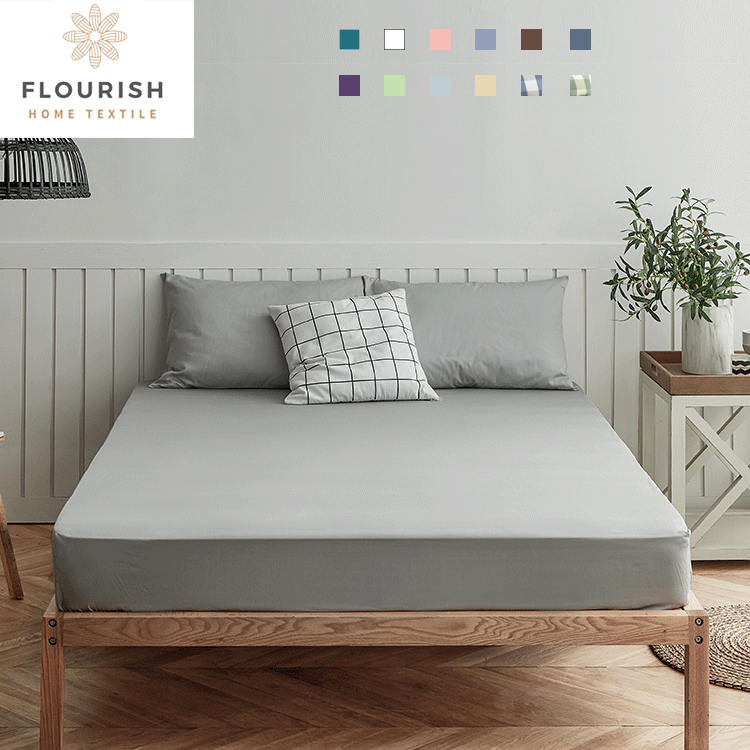 Натяжная простыня Flourish Custom 300T, 100% медь, хлопок, белый, серый цвет