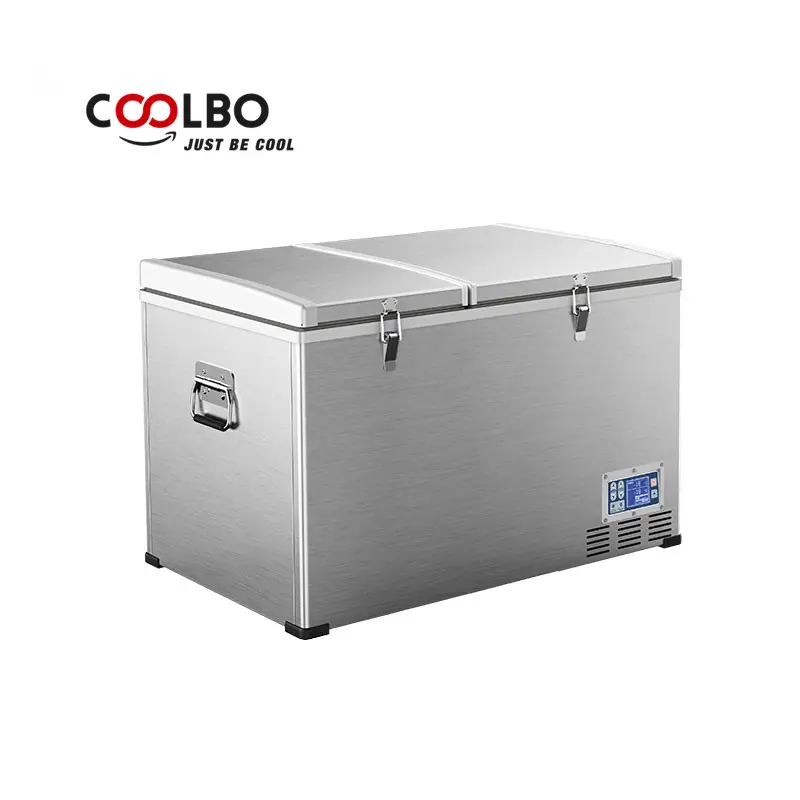 125L double doors  portable camping deep freezer 12v dc large capacity deep chest freezer for travel