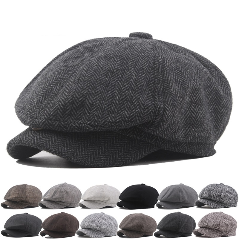 Хлопковая Льняная мужская шапка Fedora, мужской берет в стиле ретро, английский козырек, Кепка с большой головой