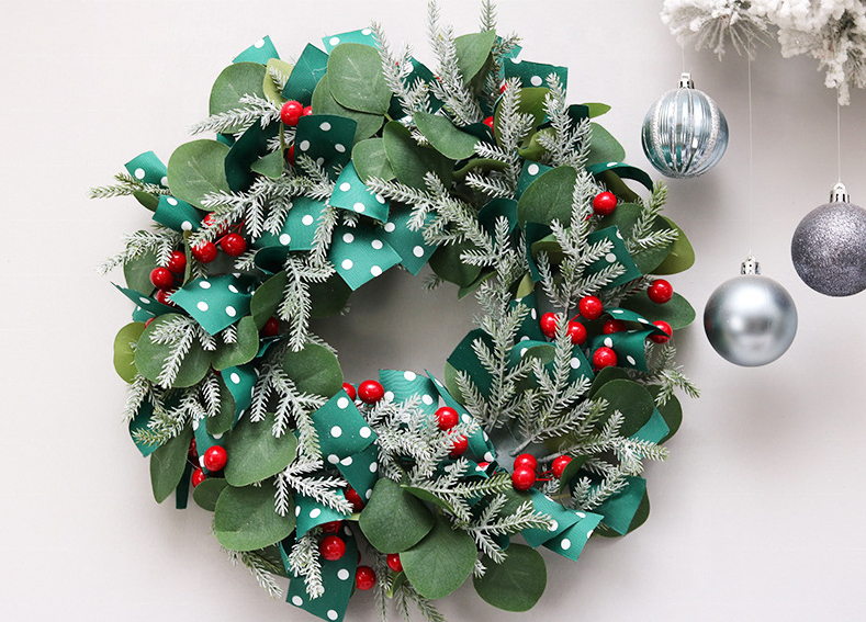 Christmas decorations Nordic green plants Eucalyptus Christmas wreath home wall door wreath hanging decorations