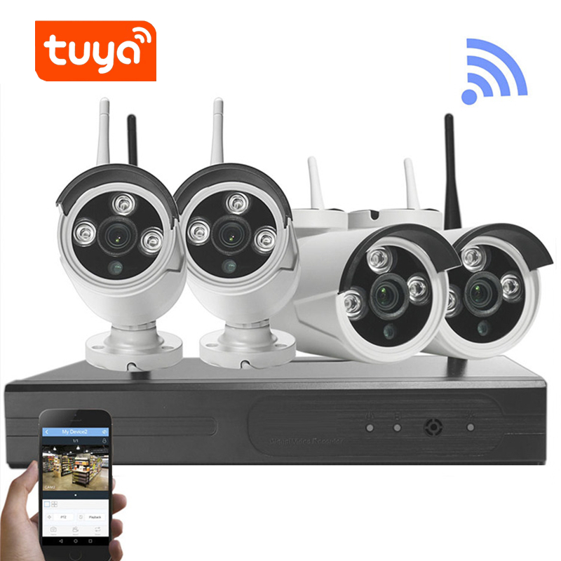 4CH 1080P NVR Беспроводная система безопасности Wifi Открытый комплект камеры