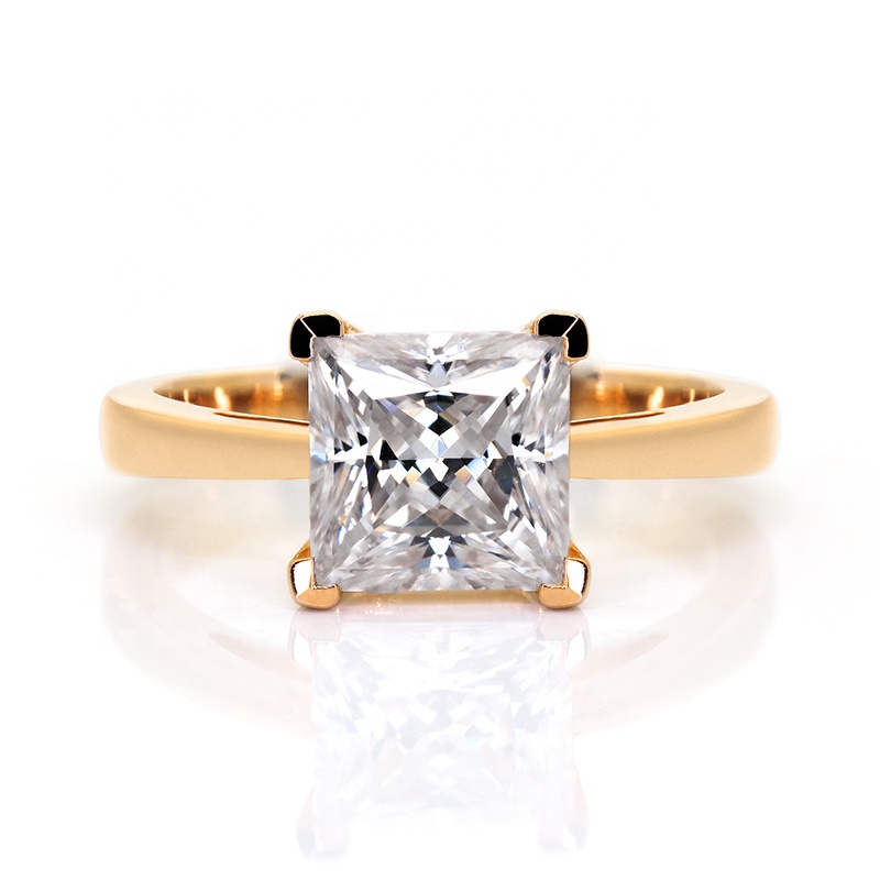 14K Золотое ювелирное изделие Moissanite кольца принцесса огранка Moissanite бриллиантовое женское свадебное кольцо