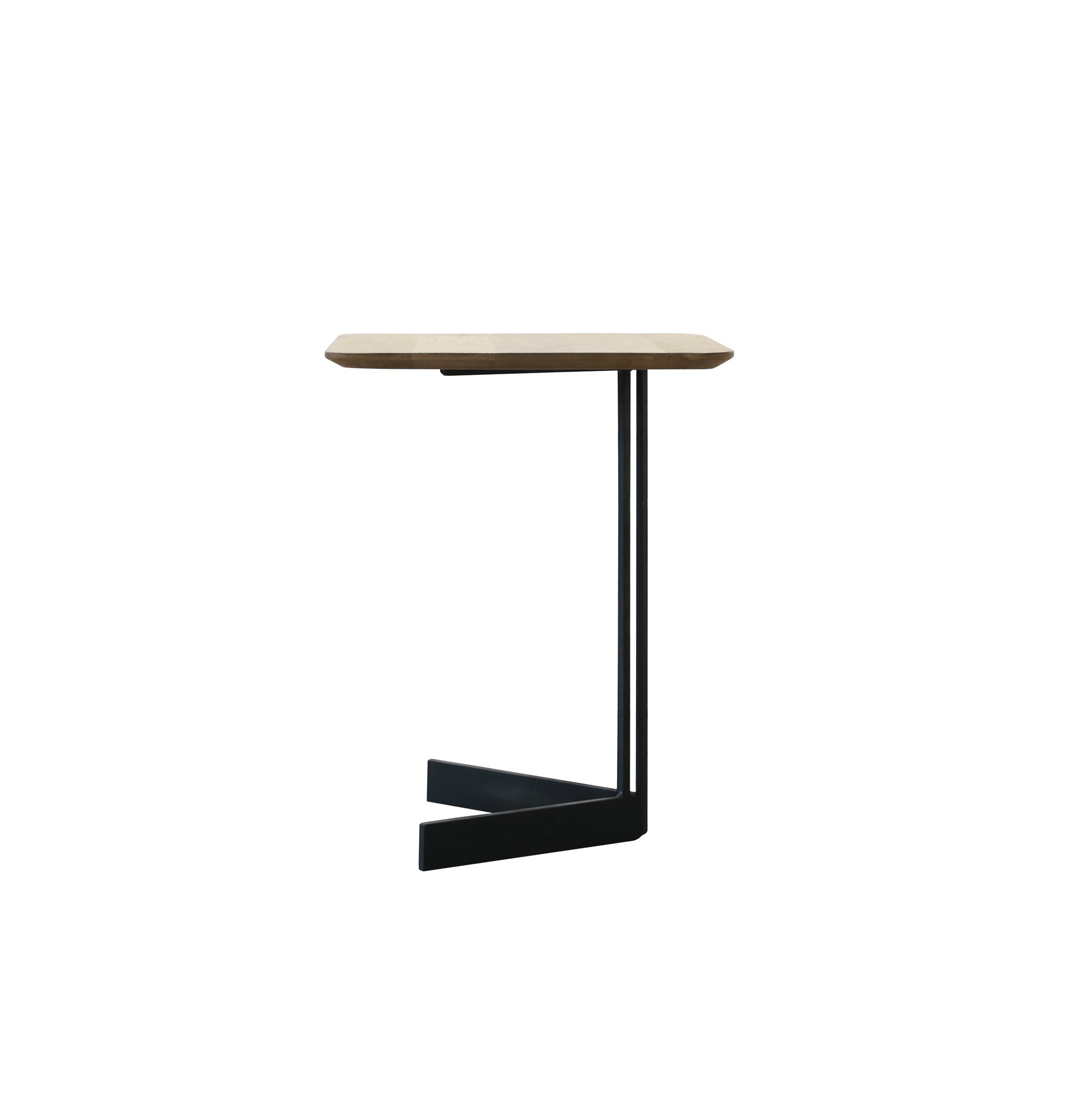 Living room furniture OAK wood panel metal leg small side table