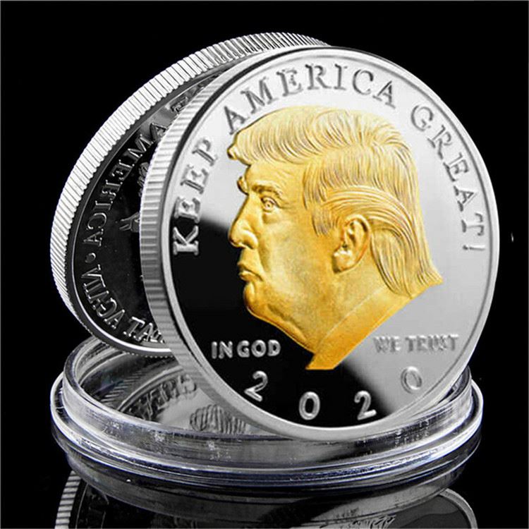 Рекламные дешевые пользовательские серебряные круглые сувениры Трампа для 3D монеты орела 2020