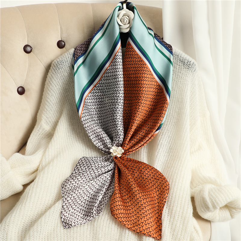 2021 new 90*90cm Summer Women Silk Scarves Square Scarf Ladies Luxury Brand beach soft Shawl Bandanna Large Hijab muffler female