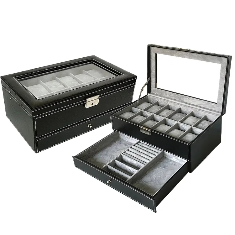 OEM Wholesale luxury display jewelry storage watch box leather watch case organizer