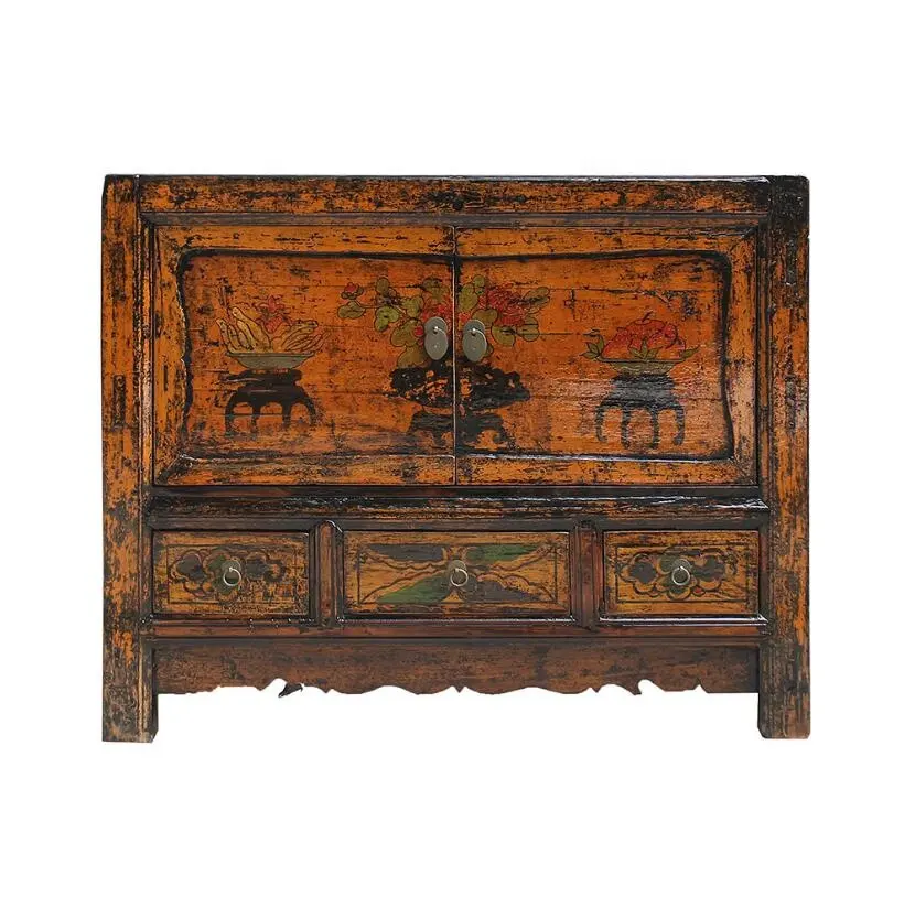 Asian Antiques Vintage Hand Painted Mongolia Sideboard Furniture