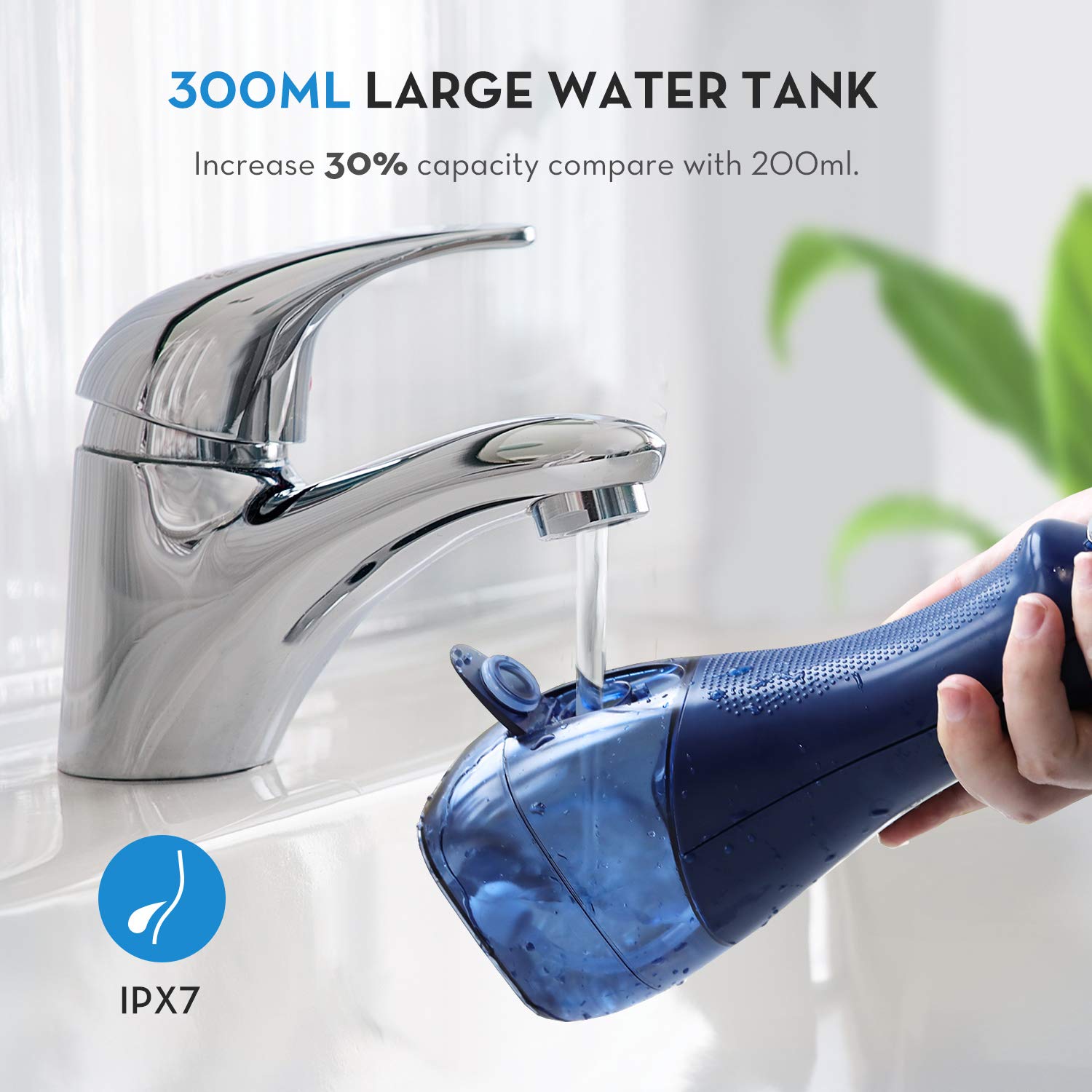 Cordless Water Dental Floss Professional Oral Irrigator 300Ml Portable Rechargeable Water Dental Floss Waterproof Water Flosser