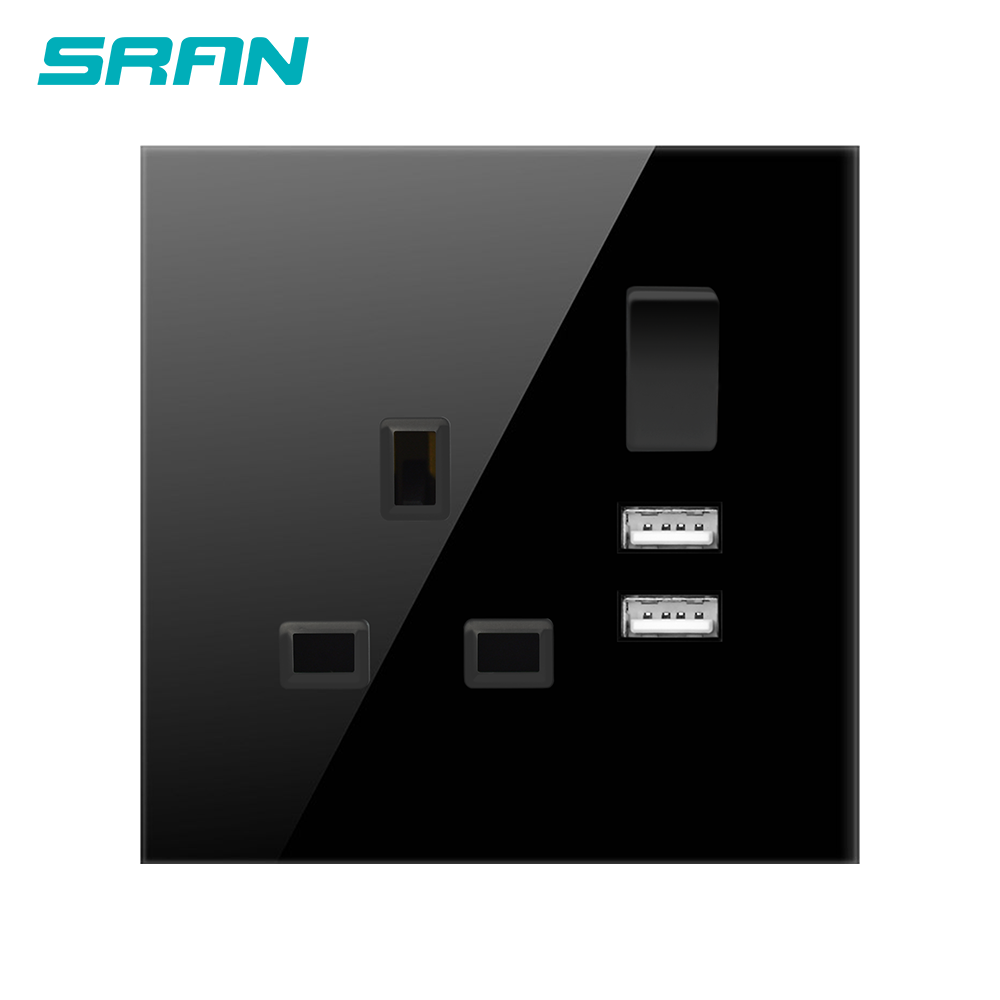 Стандартная настенная розетка Sran с 2USB-портами для домашнего использования