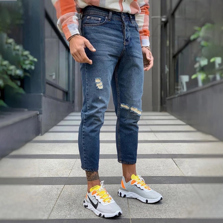 OEM сервис от производителя SneakerJean Синие рваные мужские Модные джинсы-бойфренды