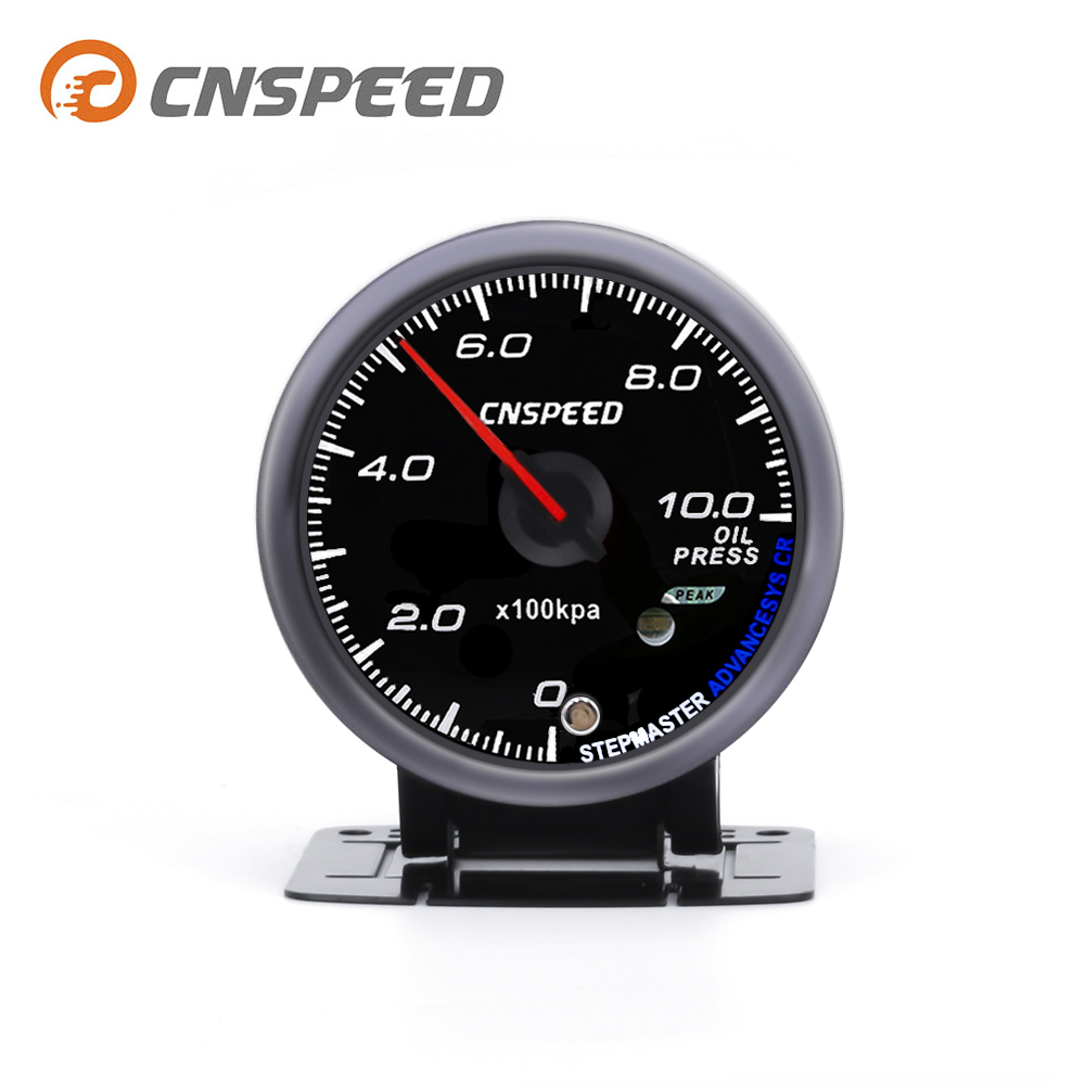 CNSPEED 60 мм черный циферблат 0 ~ 1000 кПа шаговый манометр для автомобильного двигателя с 1/8NPT сенсором
