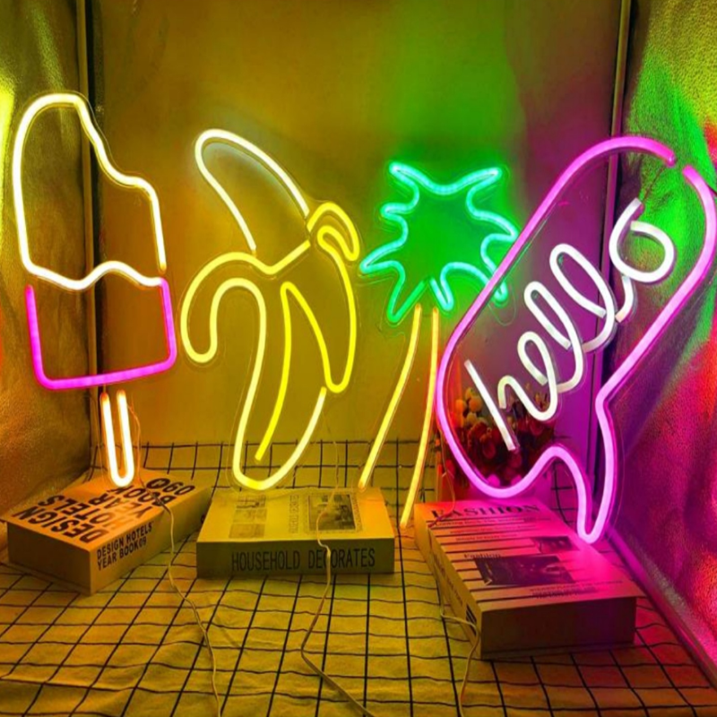 LED Outdoor Wall Neo Back Neon Sign Light Never Give Up Good Vibes Open Banana Night Gift Party Wedding Home Decor Adverting