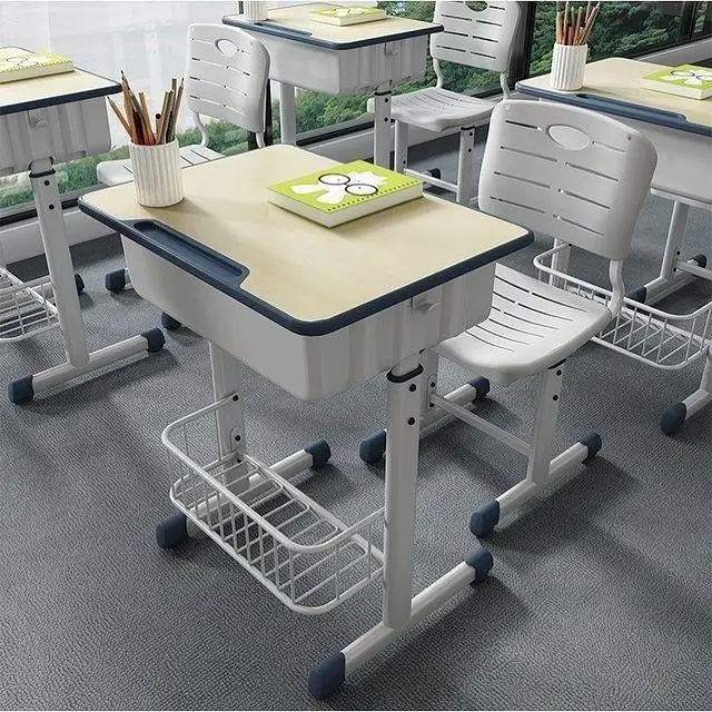 Factory supply Height Adjustable Plastic Seat School Desk And Chair Set Student Furniture