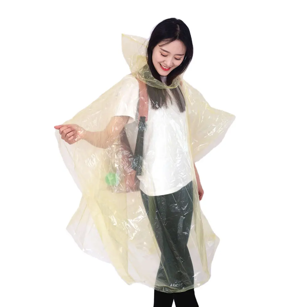 Wholesale Rain Cover Poncho Coat Plastic Yellow Color Adult Raincoat For Rain