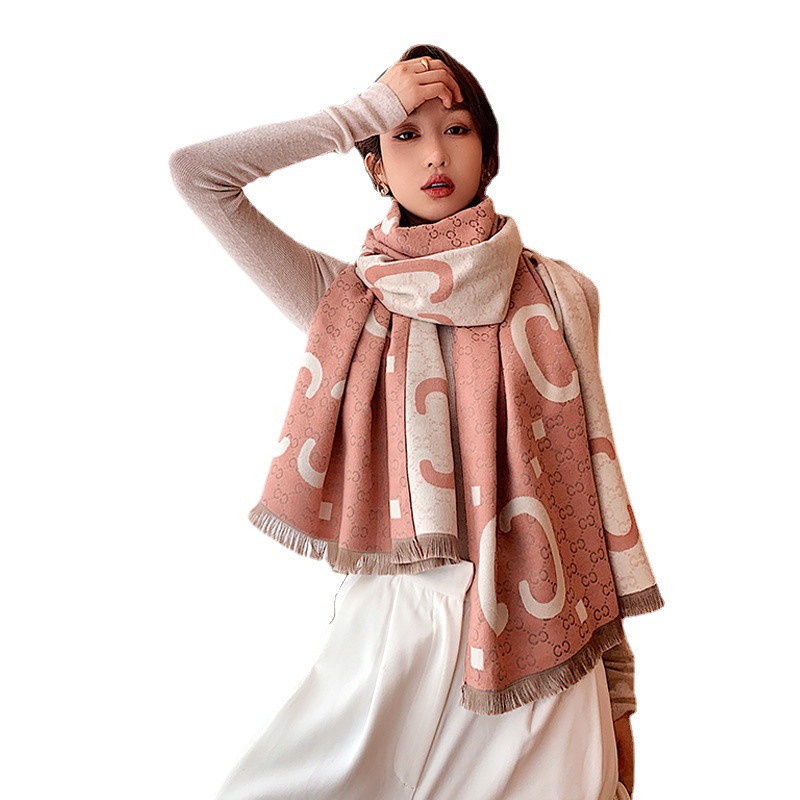 New Ali Baba$ Scarves New Fashion Accessories Nordic Style Famous Brand CC Letter Cashmere Acrylic Double Colors Scarf for Women