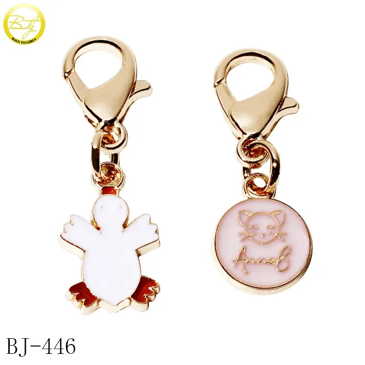 Custom Cute Logo Epoxy Jewelry Charms Decorative Keyrings Brand Metal Hang Pendant With Clasp