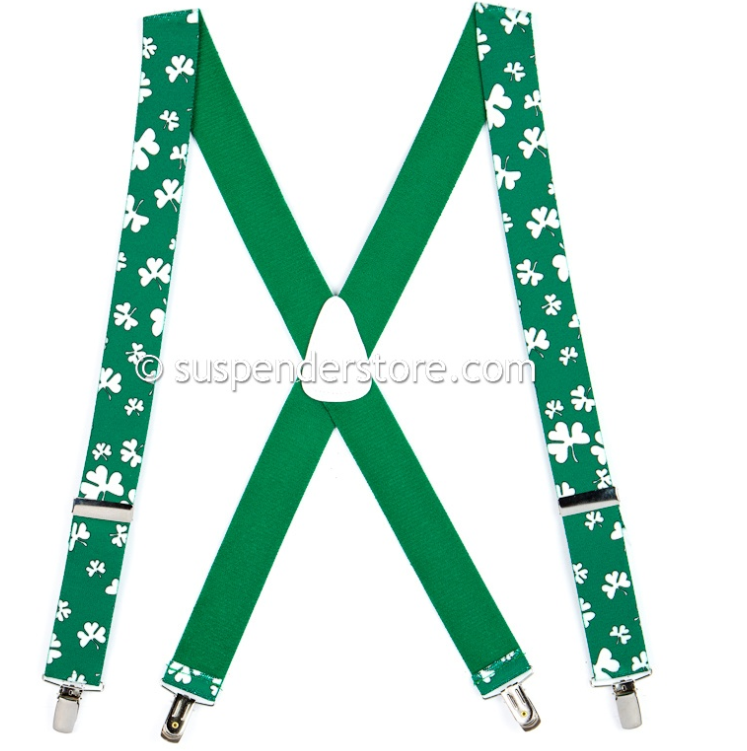 Регулируемый зеленый Brace упругие St Patricks день Shamrock Pattern подтяжки