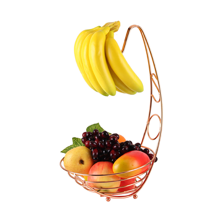 Home Decoration Wire Fruit Basket Hanging Fruit Basket With Banana Holder