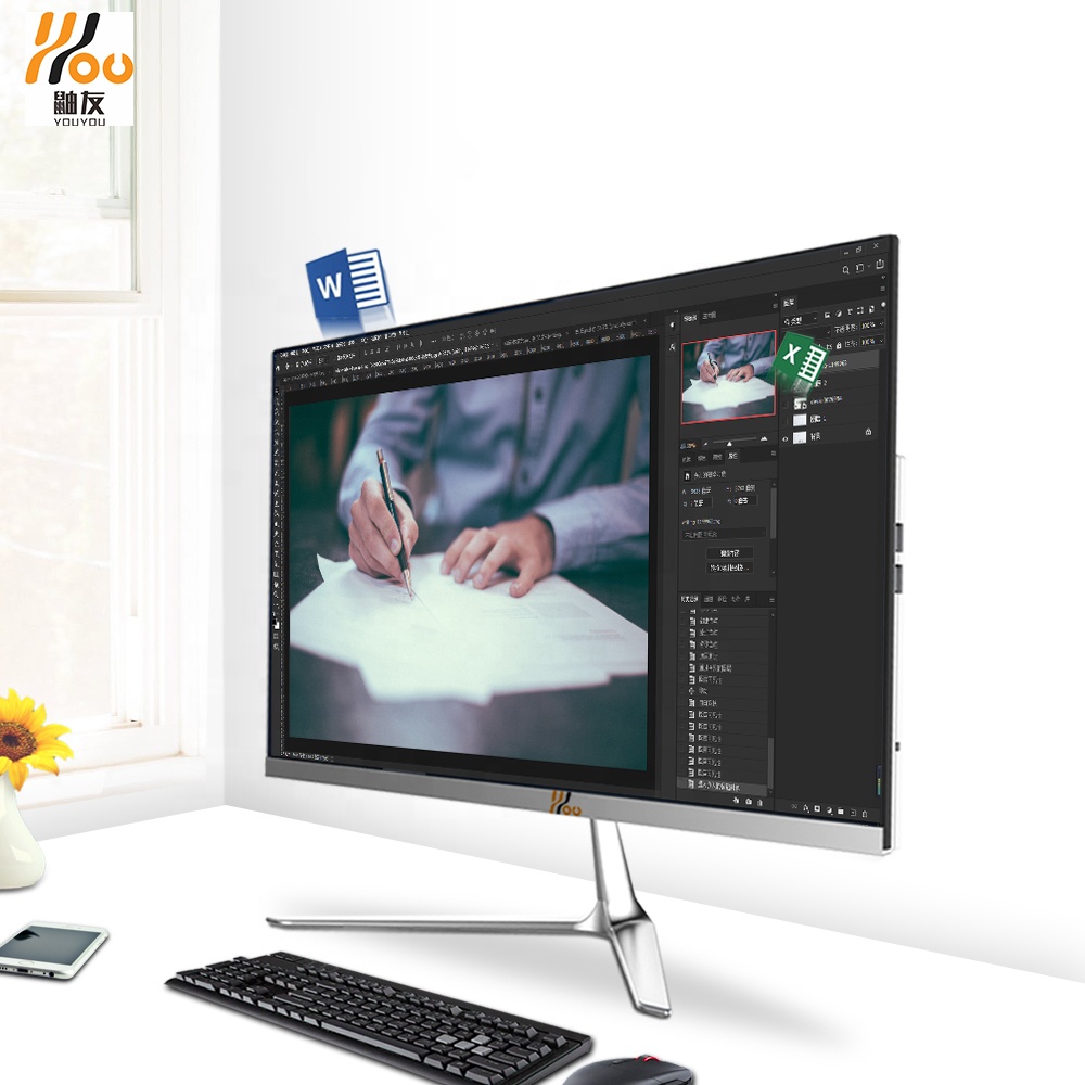 YOUYOU 16 ГБ оперативной памяти 480 ГБ SSD 1 ТБ 2 ТБ Core i5 i7 23,8 inch монитор сенсорный экран все в одном ПК настольный компьютер моноблок