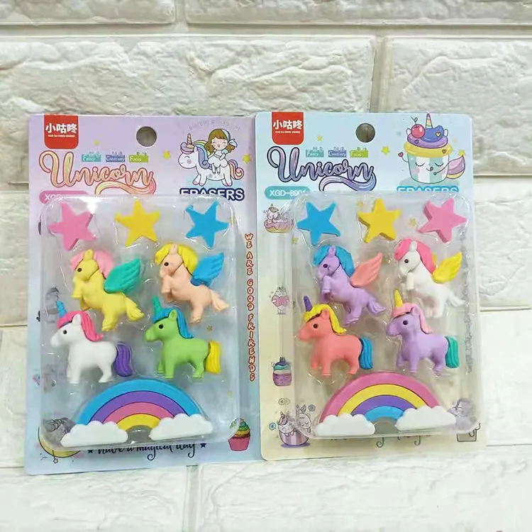 Fancy Cheap Cartoon Kids Rainbow Eraser Cute Animals Rubber Unicorn Eraser For Children