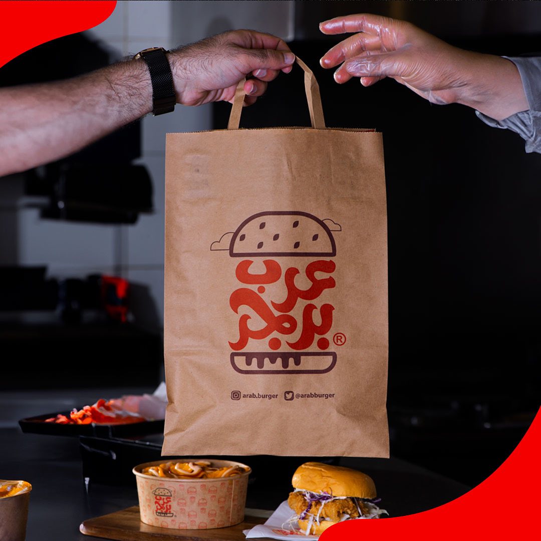 Giant extra large wide base bottom gift bags bolsas de papel catering food block bottom paper bag with cut out patch handle