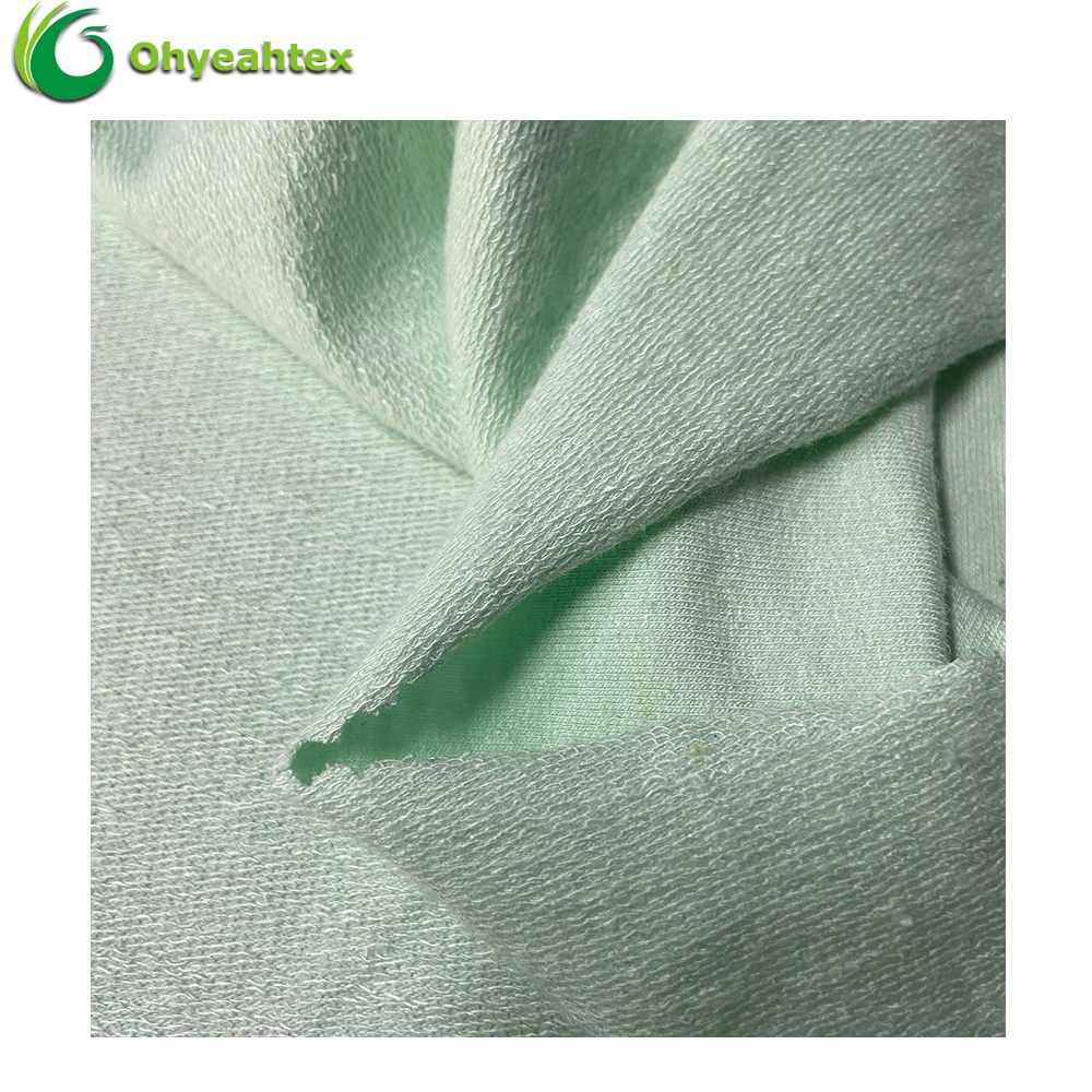 Wholesale OKEO TEX Knit French Terry Natural Hemp Bamboo Fabric For Hoodie Garment
