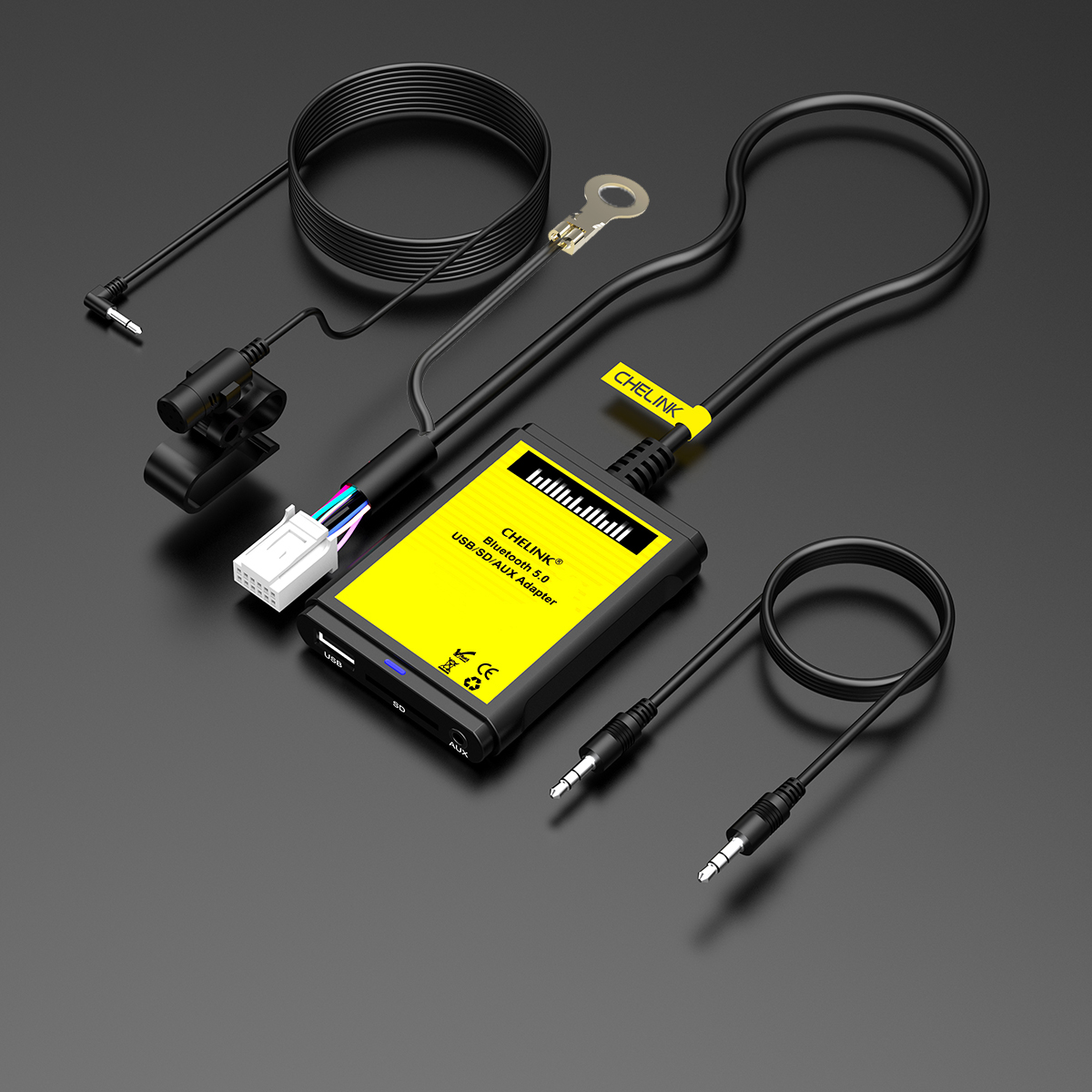 CD-адаптер CHELINK 6 + 6pin с микрофоном и AUX-кабелем 3,5 мм, Автомобильный MP3-плеер, радио, вход Aux и USB, адаптер для Toyota