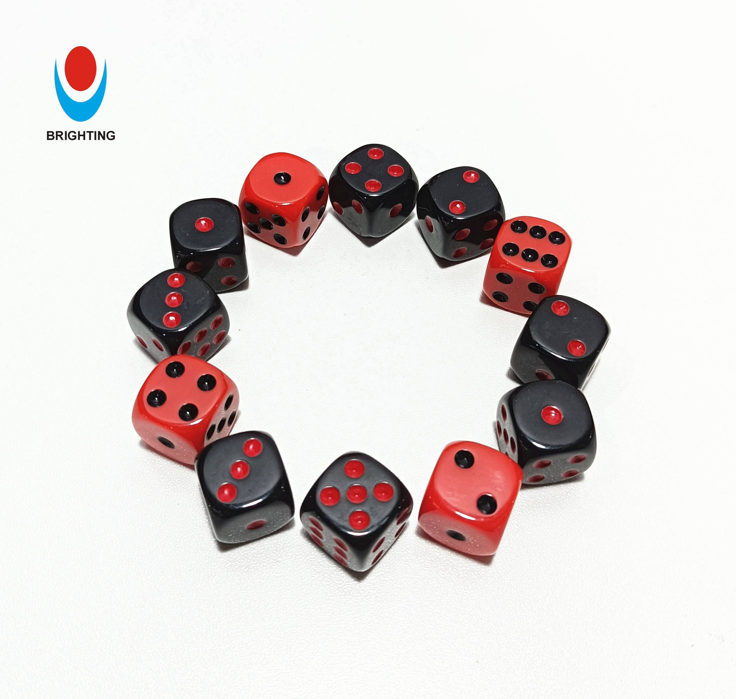 Acrylic 16mm red&black dots D6 different colors round Corner Custom Board Game Dice