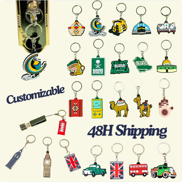 Wholesale 2d Soft Rubber Low MOQ Keychains Manufacturer New Selling Ninny Saudi Arabia Key Ring accessories In Bulk