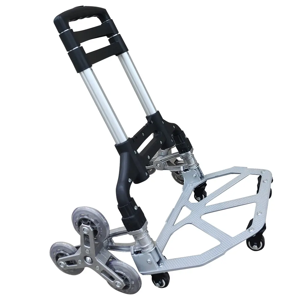 150kg All Terrain Stair Climbing Cart Hand Truck with Bungee Cord Folding Trolley for Upstairs