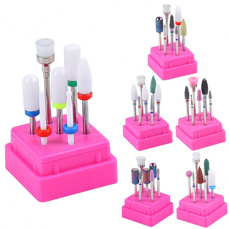 2024 NEW Style 7pcs/set Nail Polishing Tool Ceramic Tungsten Steel Grinding Head Set Grinding Machine Brush Nail Drill Bits