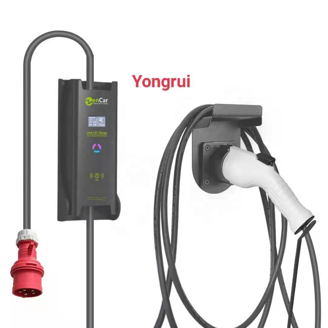 2021 Newest 32A 1phase 7KW level 2 EVSE with Blue CEE 3 pins car charging cable
