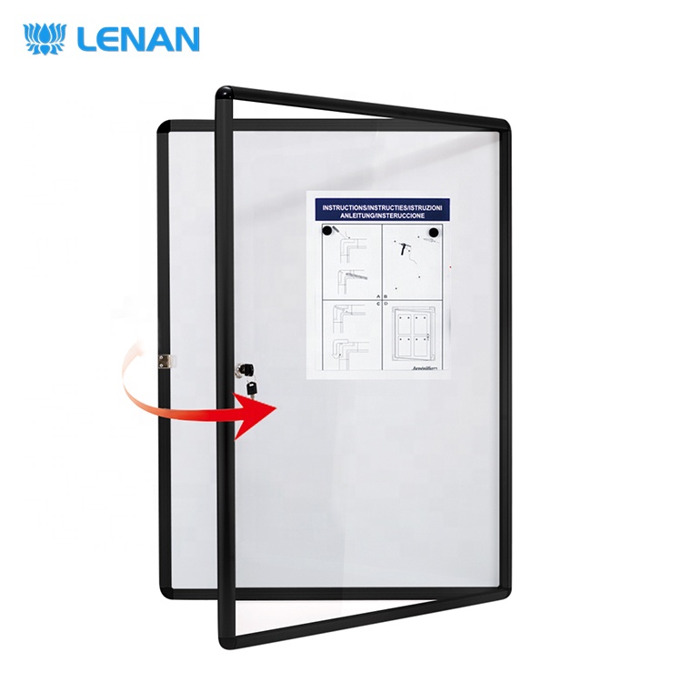Home school office enclosed lockable notice board message board magnetic bulletin board with black frame