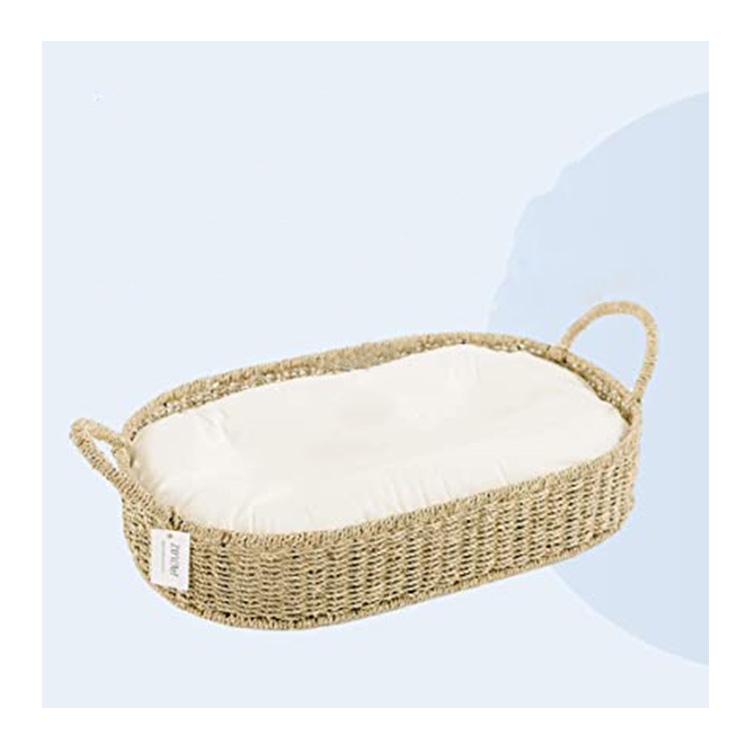 large natural moses seagrass pet storage basket diaper changing pad table set seagrass baby changing basket for Nursery